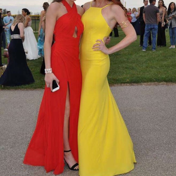 fire red prom dress